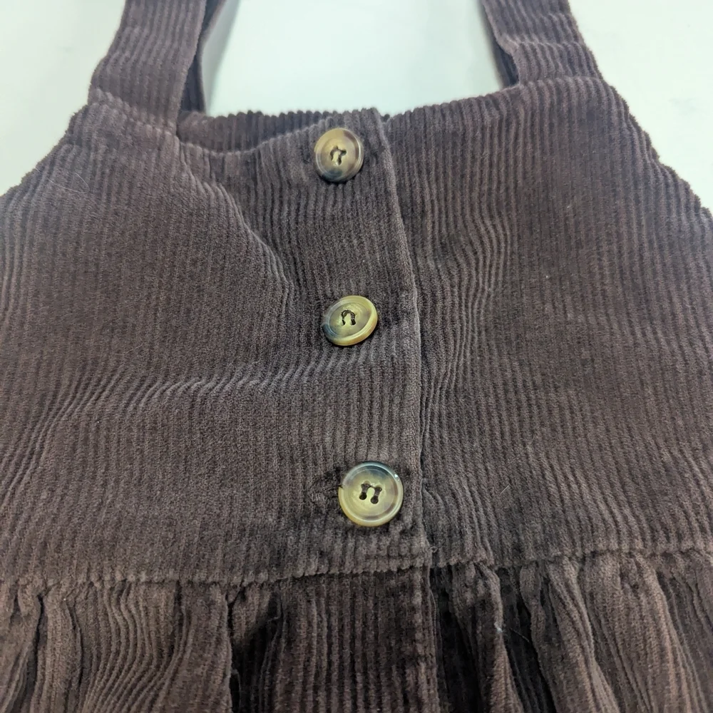 Nannette Kids Brown Corduroy 100%Cotton 3 Button Jumper/Dress, Size 6